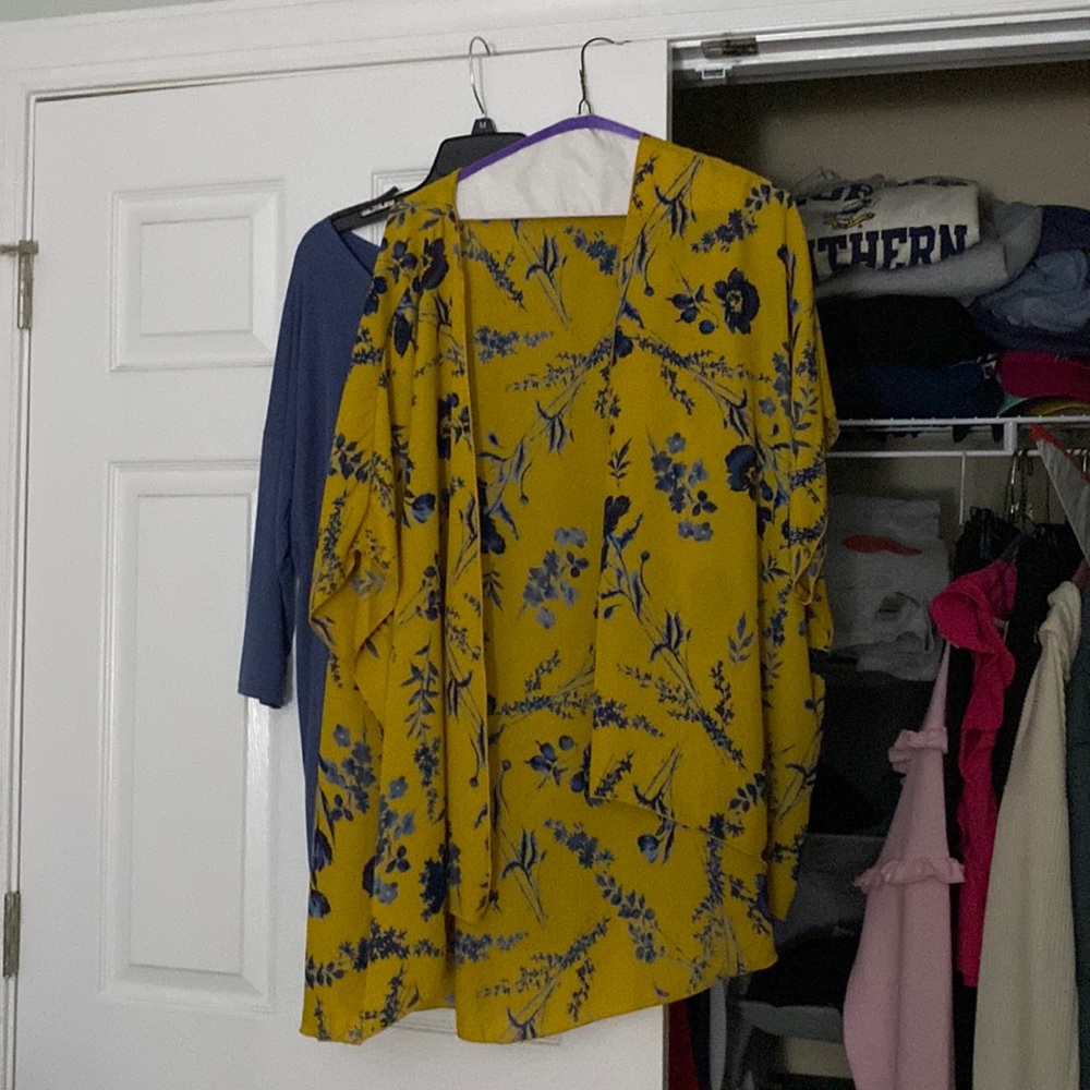 yellow flowy cardigan